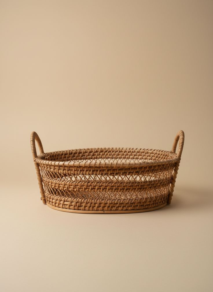 Handwoven Seagrass Storage Basket with Handles